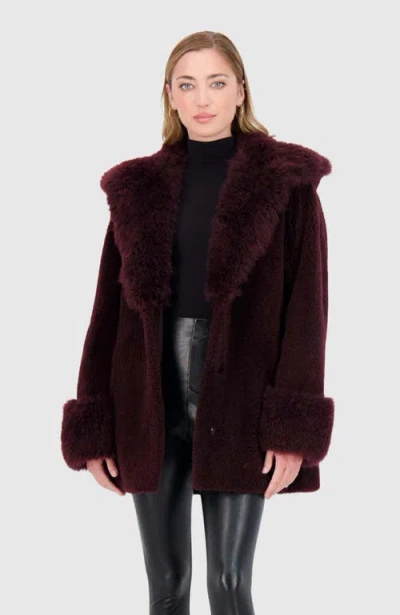 Gorski Sheared Cashmere Goat Parka In Burgundy