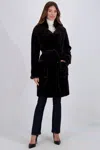Gorski Sheared Mink Short Coat With Sable Collar, Belt In Grey