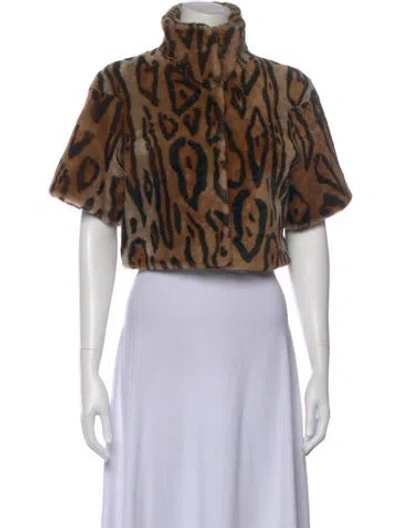 Pre-owned Gorski Shearling Animal Print Top W/ Tags In Brown