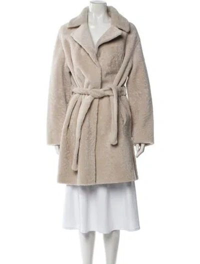 Pre-owned Gorski Shearling Faux Fur Coat In Neutral