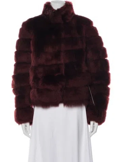 Pre-owned Gorski Shearling Faux Fur Jacket In Burgundy