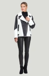 Gorski Shearling Lamb  Asymmetrical Zip Jacket In White