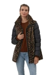 Gorski Shearling Lamb Chevron Jacket With Detachable Horizontal Quilted Sleeves In Animal Print