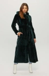 Gorski Shearling Lamb Coat With Hood In Green