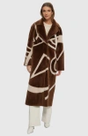 Gorski Shearling Lamb Coat With Intarsia In Brown