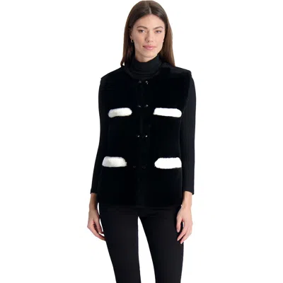 Gorski Shearling Lamb Collarless Vest With Embellishment In Black