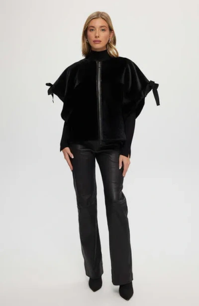 Gorski Shearling Lamb Jacket, Short Sleeve In Black