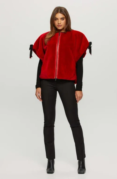 Gorski Shearling Lamb Jacket, Short Sleeve In Red
