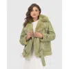 Gorski Shearling Lamb Moto Zip Jacket In Green