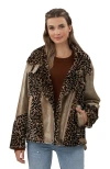 Gorski Shearling Lamb Print Zip Moto Jacket In Animal Print