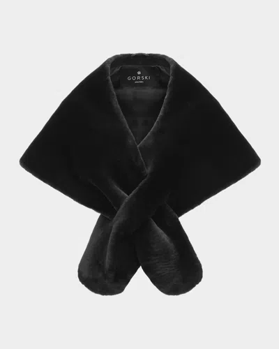 Gorski Shearling Lamb Stole In Black