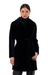 Gorski Shearling Lamb Stroller, Reversible To Taffeta, Belt In Black