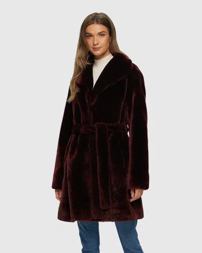 Gorski Shearling Lamb Stroller, Reversible To Taffeta, Belt In Red