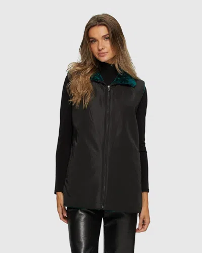 Gorski Shearling Lamb Zip Vest Reversible To Taffeta In Black