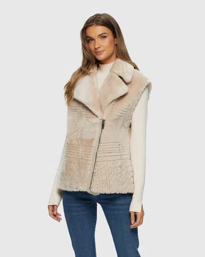 Gorski Shearling Lamb Zip Vest With Grooved Pattern In Multi