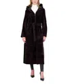 Gorski Shearling Zip Parka Coat With Belt In Black