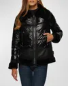 Gorski Shiny Quilted Jacket With Lamb Shearling Trim In Black
