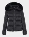 Gorski Short Down Apres-ski Jacket With Detachable Toscana Lamb Hood Trim In Black