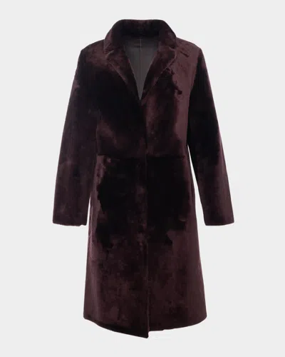 Gorski Short Reversible Merino Lamb Shearling Coat In Red