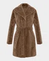 Gorski Textured Lamb Shearling Reversible Stroller Coat With Belt In Camel