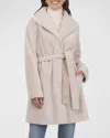 Gorski Textured Lamb Shearling Reversible Stroller Coat With Belt In Cream