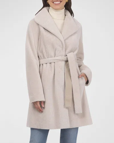 Gorski Textured Lamb Shearling Reversible Stroller Coat With Belt In Cream