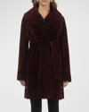 Gorski Textured Lamb Shearling Reversible Stroller Coat With Belt In Wine