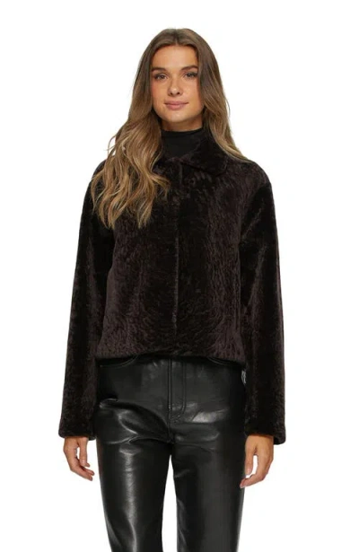 Gorski Textured Shearling Lamb Short Jacket In Brown