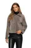 Gorski Textured Shearling Lamb Short Jacket In Gray