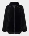 Gorski Textured Shearling Lamb Zip Jacket In Black