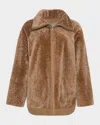 Gorski Textured Shearling Lamb Zip Jacket In Nude