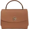 Gorski Top Handle Leather Bag With Crossbody Strap In Brown