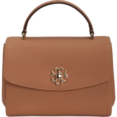 Gorski Top Handle Leather Bag With Crossbody Strap In Brown