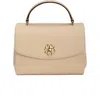 Gorski Top Handle Leather Bag With Crossbody Strap In Sand