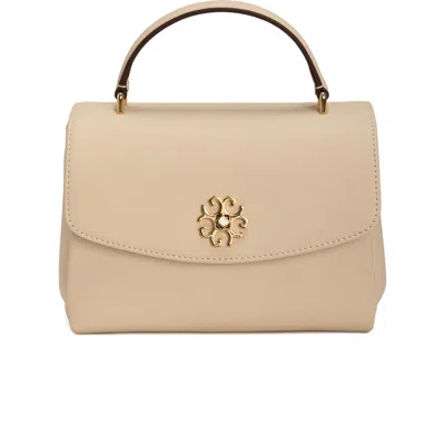 Gorski Top Handle Leather Bag With Crossbody Strap In Sand