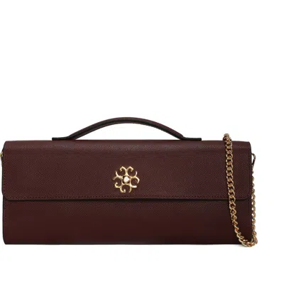 Gorski Top Handle Rectangle Leather Crossbody Bag In Burgundy
