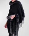 Gorski Toscana Lamb Shearling-trim Fringe Cashmere Stole In Black / Gray