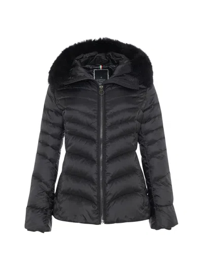 Gorski Women's Apres-ski Jacket With Detachable Toscana Lamb Hood Trim In Black