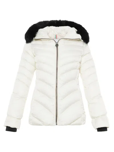 Gorski Women's Apres-ski Jacket With Detachable Toscana Lamb Hood Trim In White