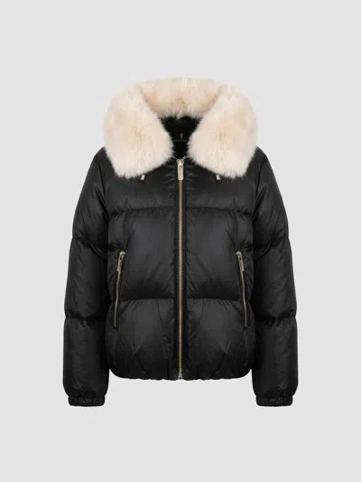 Gorski Women's Apres-ski Parka With Detachable Merinillo Lamb Hood Trim In Black