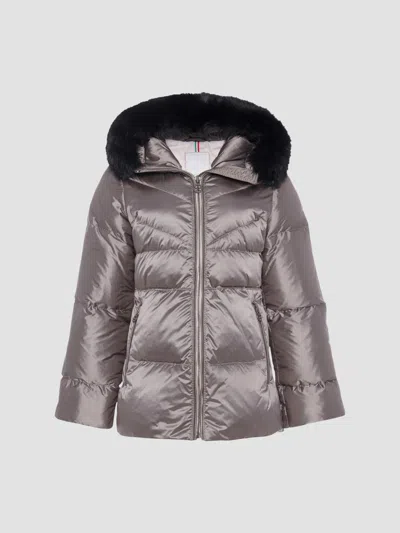 Gorski Women's Apres-ski Parka With Detachable Toscana Lamb Hood Trim In Greige Black