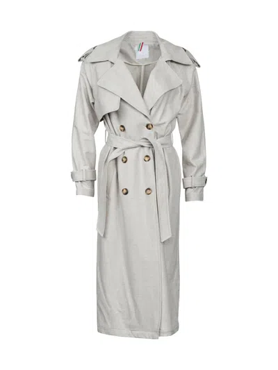 Gorski Women's Belted Trench Coat Crafted With Vitale Barberis Wool In Gray