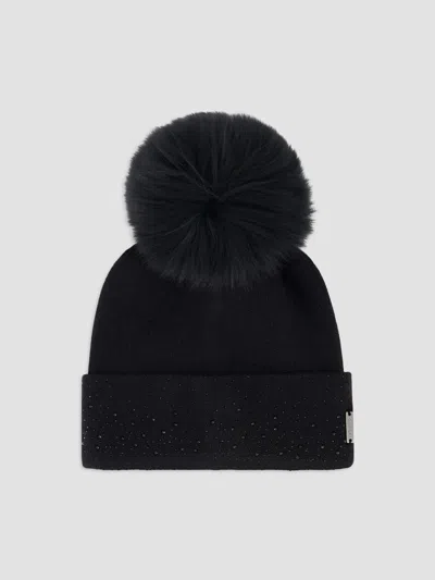 Gorski Women's Embellished Beanie With Merinillo Shearling Lamb Pompom In Black