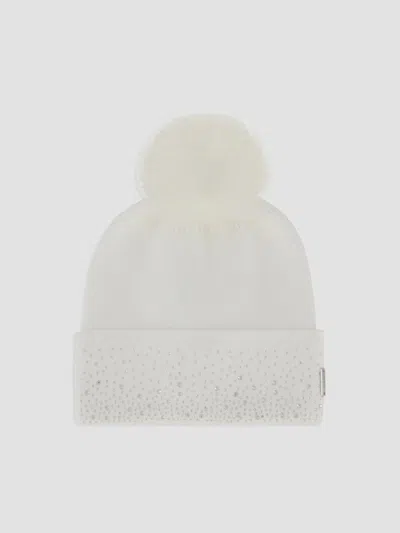 Gorski Women's Embellished Beanie With Merinillo Shearling Lamb Pompom In White