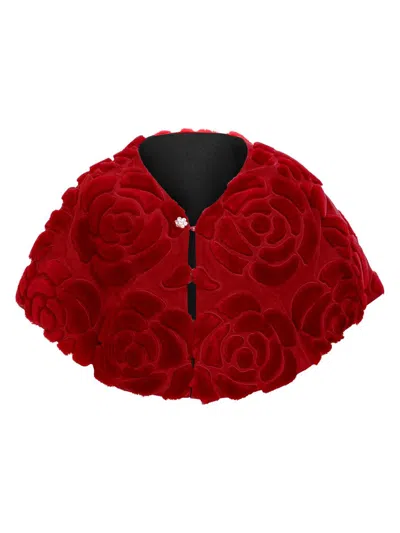 Gorski Women's Floral Embroidered Stole In Red