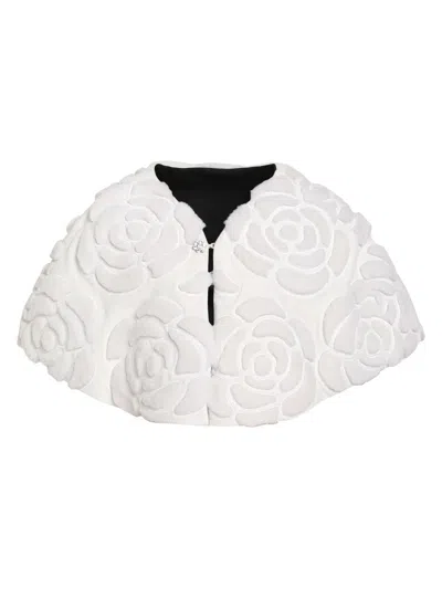 Gorski Women's Floral Embroidered Stole In White