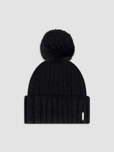 Gorski Women's Knit Hat With Merinillo Shearling Lamb Pompom In Black
