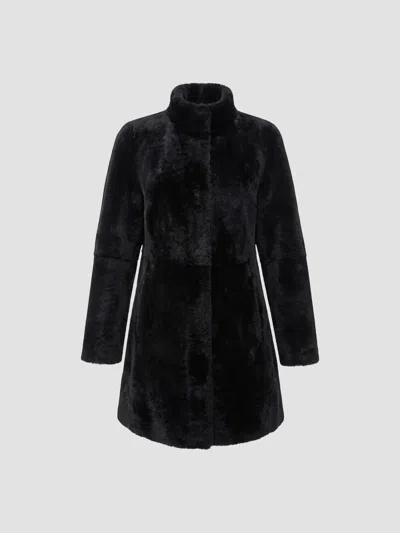 Gorski Women's Merino Lamb Stroller Coat In Black