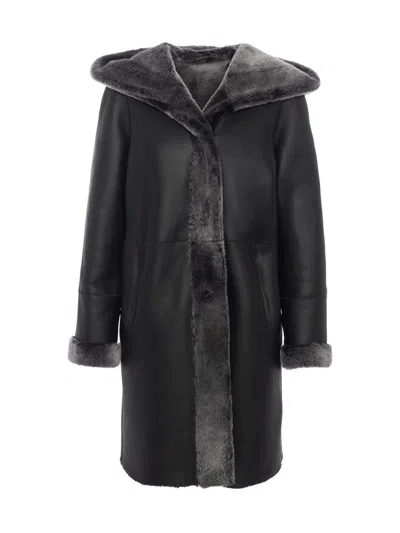 Gorski Women's Merino Shearling Lamb Parka In Black