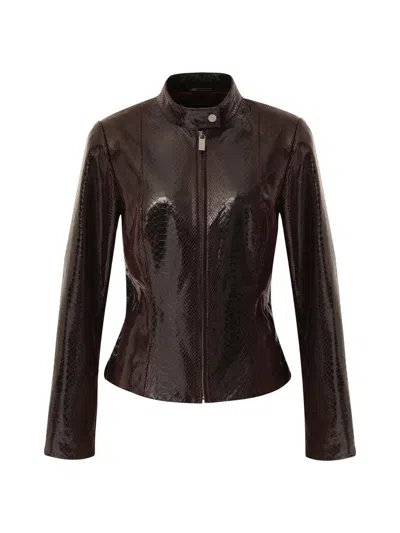 Gorski Women's Metis Suede Python Printed Zip Jacket In Multi